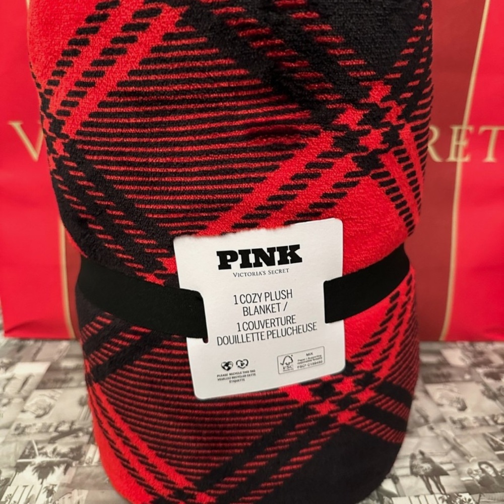 Victoria's Secret PINK Red and Black Plaid Blanket